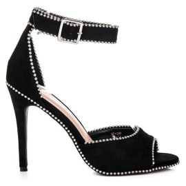 Seastar Sandale din piele intoarsa pe toc inalt negru Seastar Sandale din piele intoarsa pe toc inalt negru