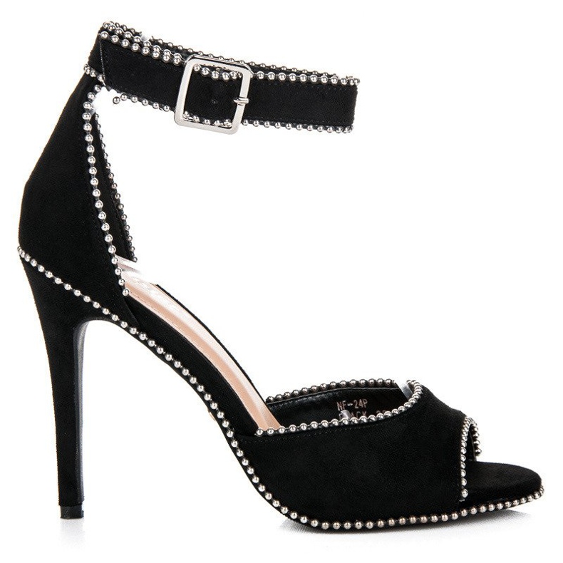 Seastar Sandale din piele intoarsa pe toc inalt negru