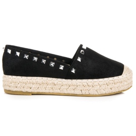 Coura Espadrile din piele intoarsa pe platforma negru
