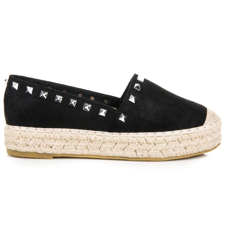 Coura Espadrile din piele intoarsa pe platforma negru