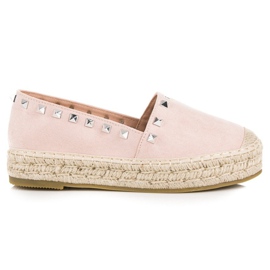 Coura Espadrile din piele intoarsa pe platforma roz