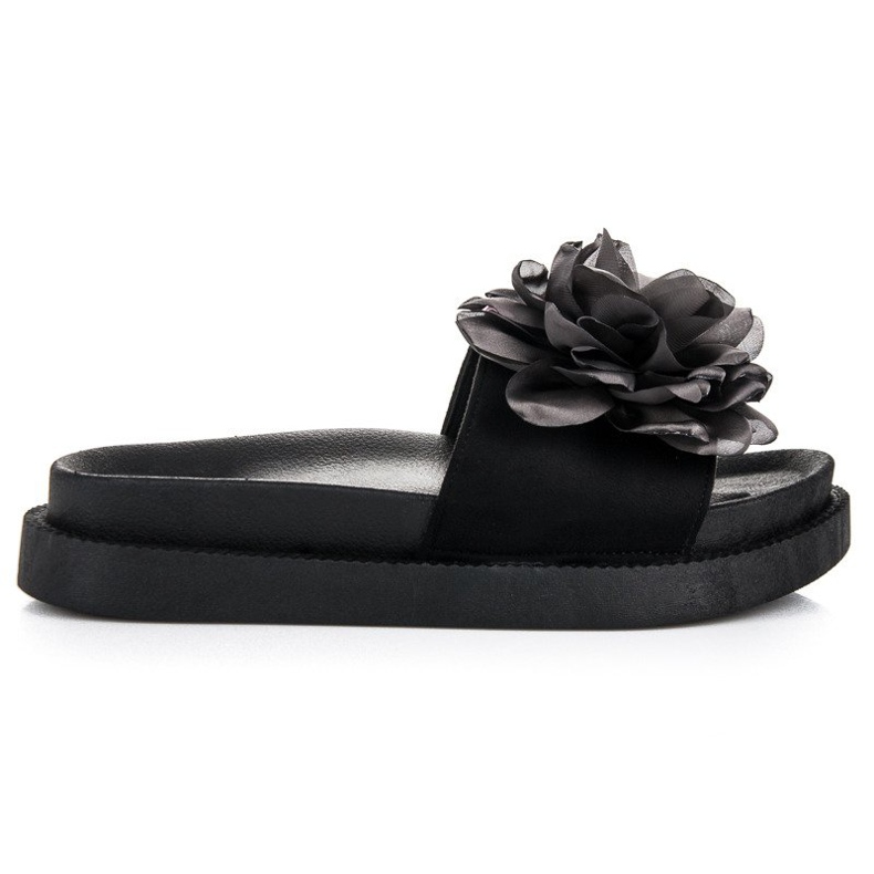 Seastar Papuci de dama Flowers negru