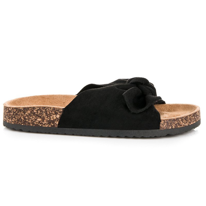 Queen Vivi Papuci din piele intoarsa cu fundita negru