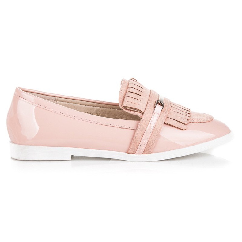 Ideal Shoes Mocasini lacuiti pudra roz