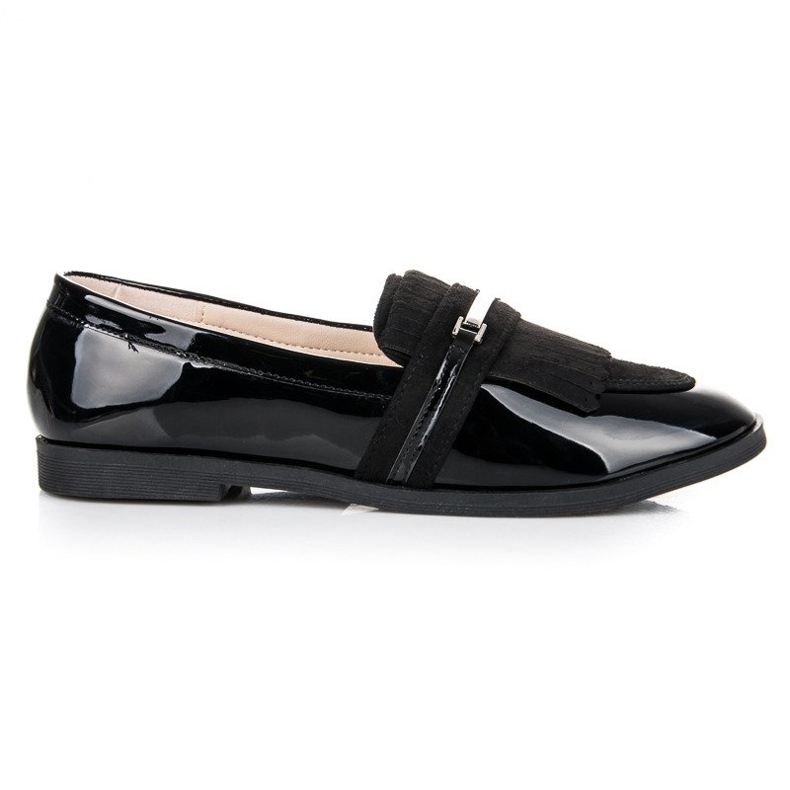 Ideal Shoes Mocasini lacuiti negri negru