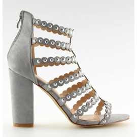 Sandale cu toc înalt cu știfturi gri gri