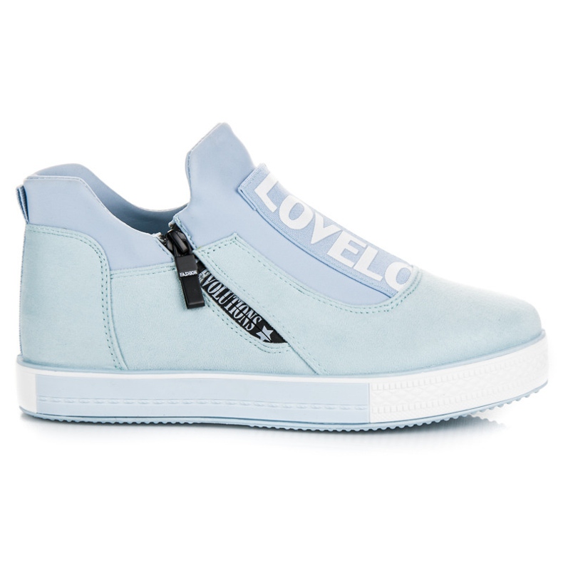 Ideal Shoes Tenisi albastri din piele intoarsa albastru