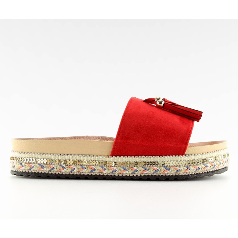 Papuci roșii de damă roșii LS-93 roșii roșu