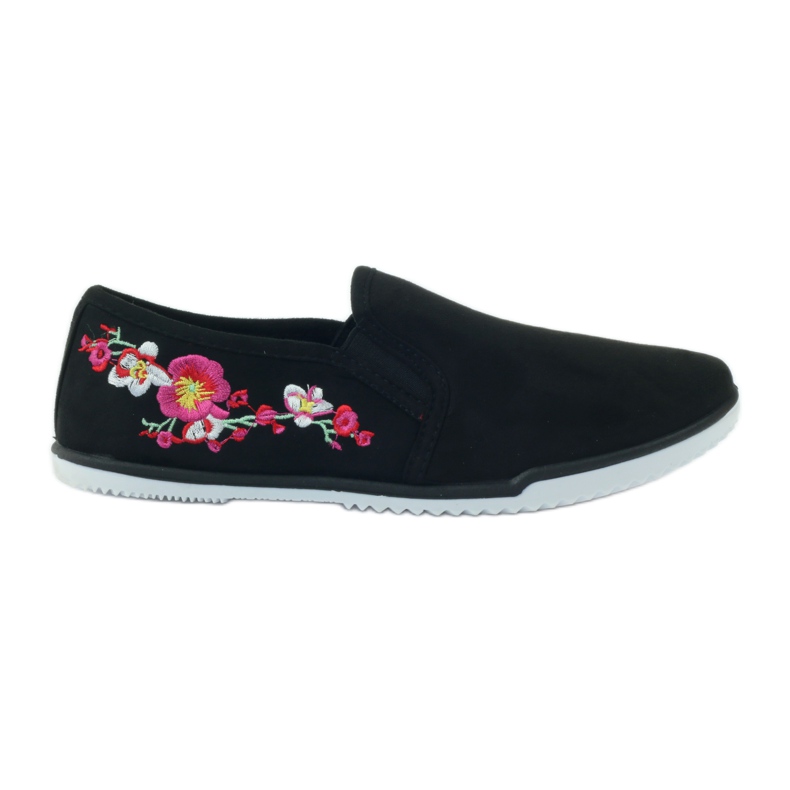 Tenisi Mckey 180 florali din piele intoarsa negru