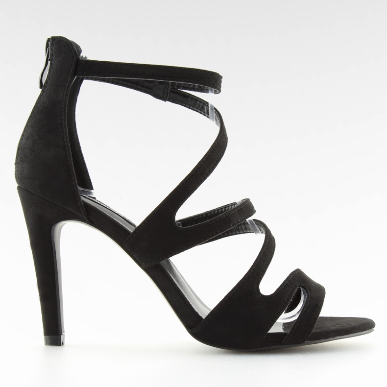 Sandale negre cu toc 118-15 negre negru