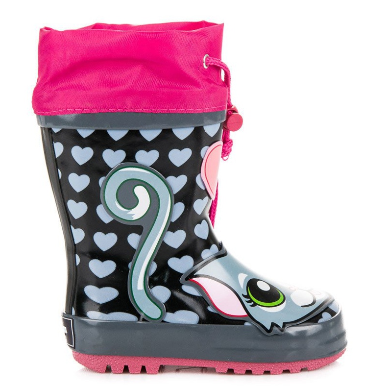 American Club Wellies pentru fete cu nervuri americane roz gri
