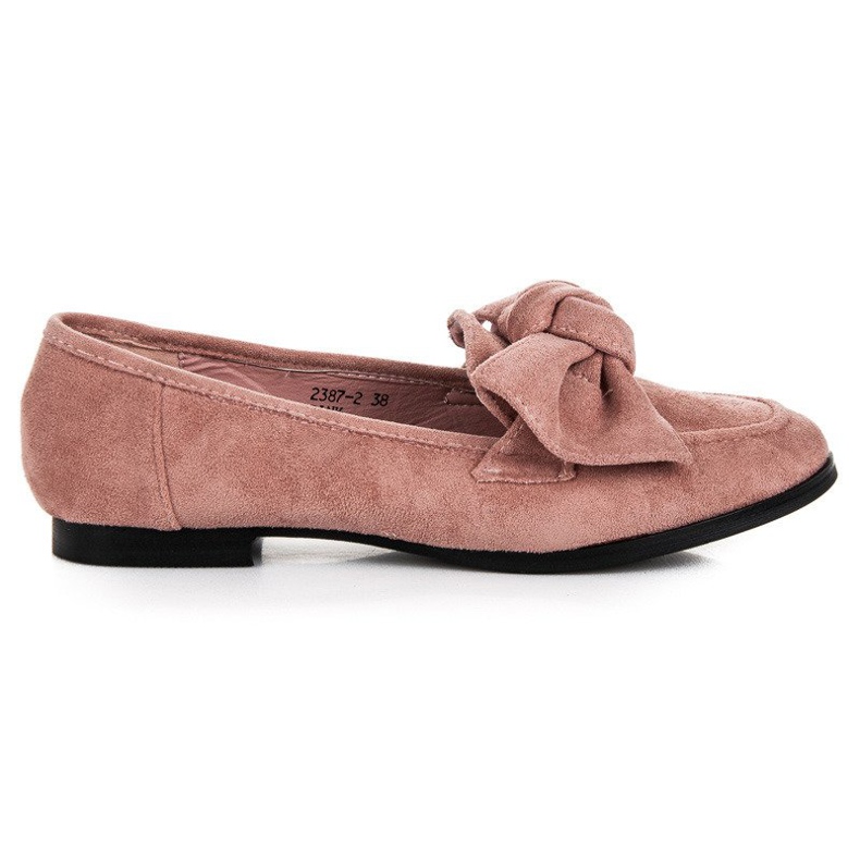 Sweet Shoes Mocasini din piele intoarsa cu fundita roz