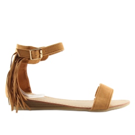 Sandale de dama cu franjuri camel maro Sandale de dama cu franjuri camel maro