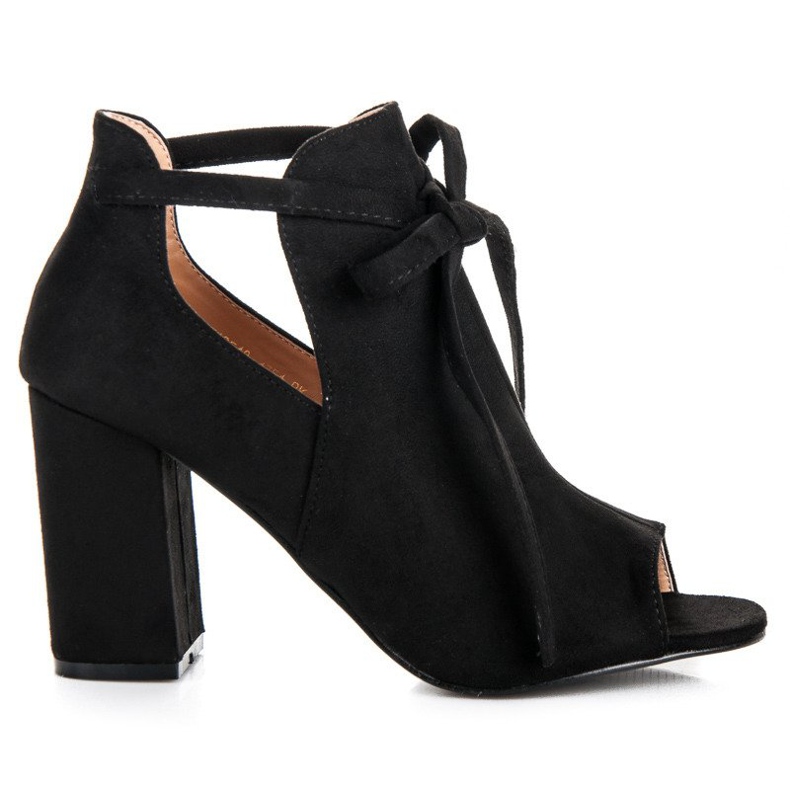 Sandale vinceza din piele intoarsa cu siret negru