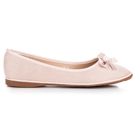 Ideal Shoes Balerini eleganti din piele intoarsa maro Ideal Shoes Balerini eleganti din piele intoarsa maro