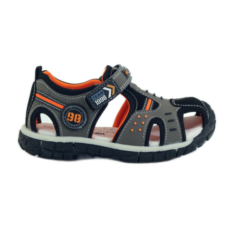 American Club Sandale cu inserție din piele americană 93594 gri portocale American Club Sandale cu inserție din piele americană 93594 gri portocale