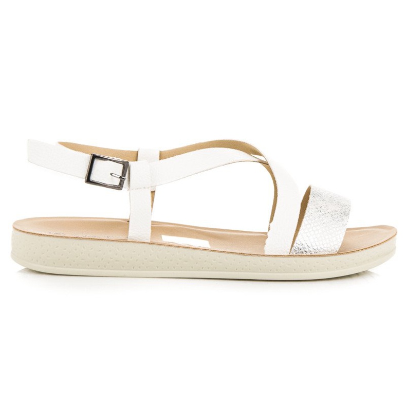 Sandale plate cu cataramă vinceza alb
