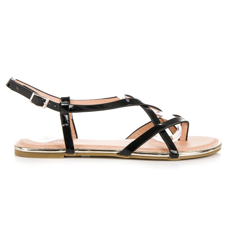 Evento Sandale plate negre negru