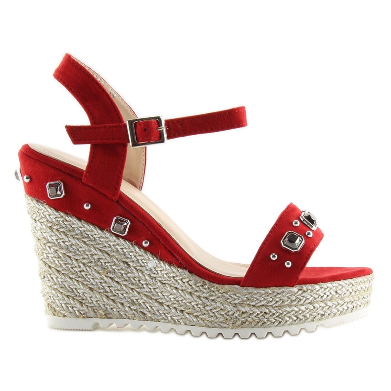 Espadrile roșii pe o pană roșie TS-2730 Red roșu