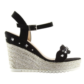 Espadrile negre pe pane T682-8 Negru
