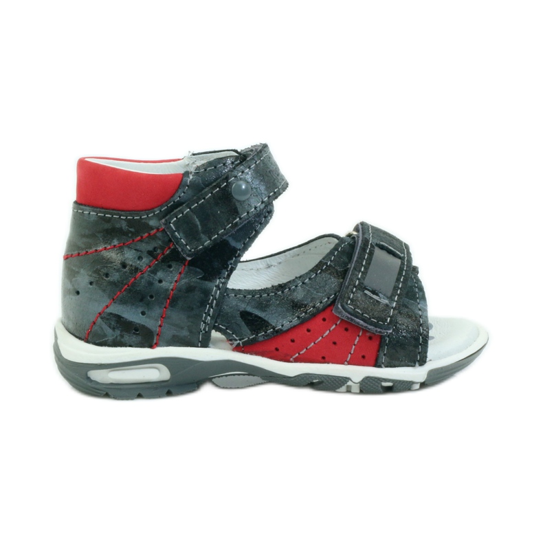 Sandale pentru băieți din piele cu velcro și reflectoare Renbut 1407 Grey gri