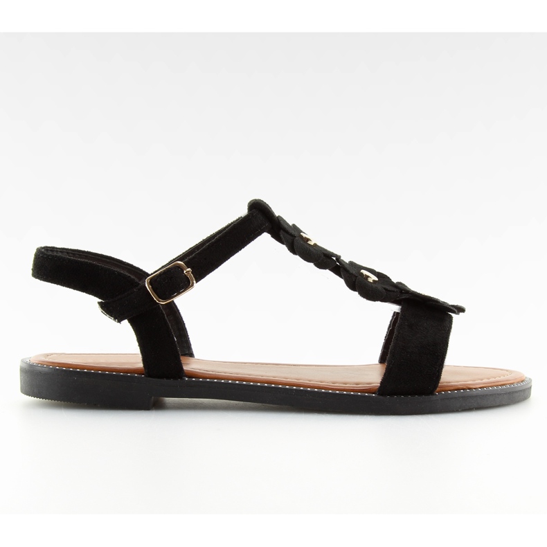 Sandale de damă din piele intoarsa neagra WL-001 negru