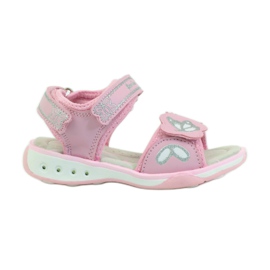 American Club Pantofi copii sandale branț din piele strălucitor american roz gri American Club Pantofi copii sandale branț din piele strălucitor american roz gri