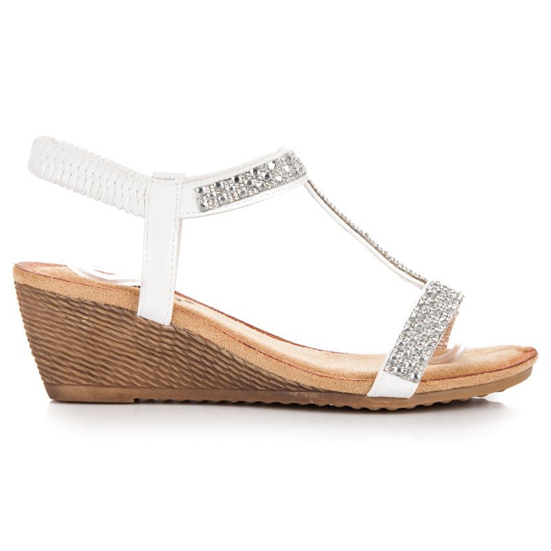 Fama Sandale cu pană elegante alb