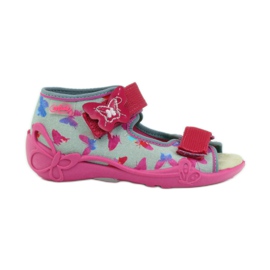 Sandale Befado 242p077 cu inserție din piele roz gri