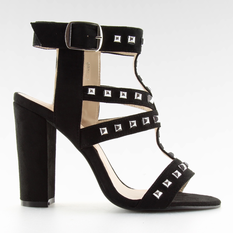 Sandale negre pe știft cu știfturi 9909-3 negru