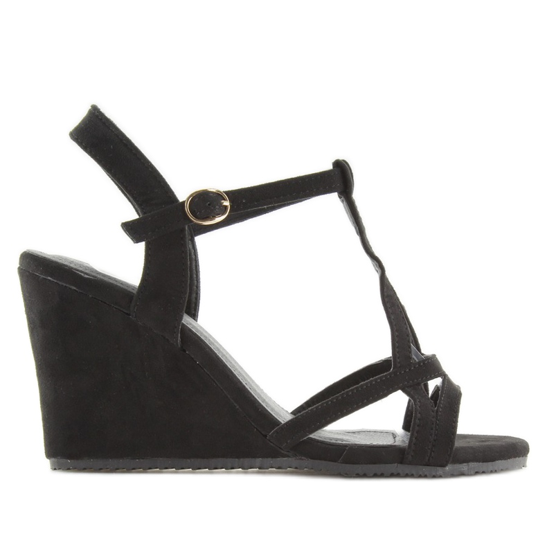 Sandale cu pană negre 266-7 negre negru