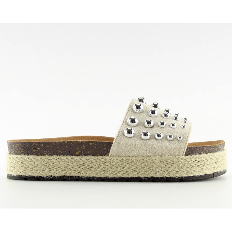 Espadrile papuci cu crampoane Beige S03 bej
