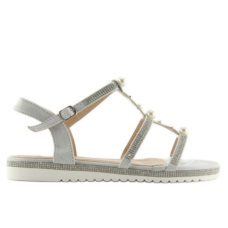 Sandale gri cu perle RC-33 Gri
