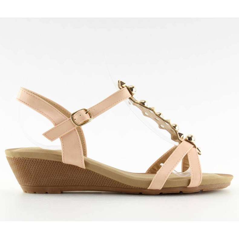 Sandale pe un toc mic roz HX-1 Pink