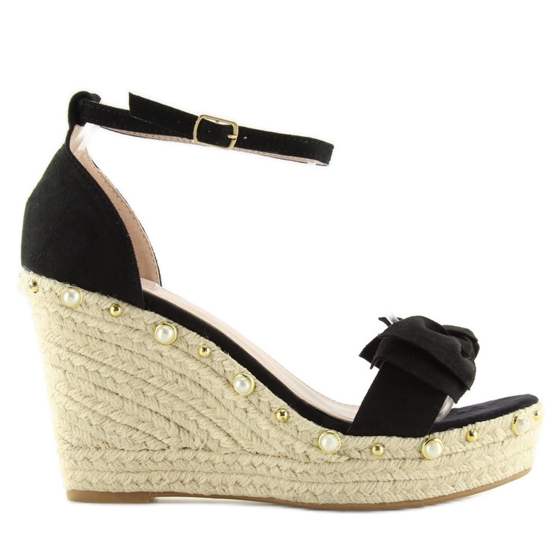Sandale negre espadrile pe pane L2668 negru