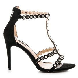 Sandale negre din piele intoarsa negru