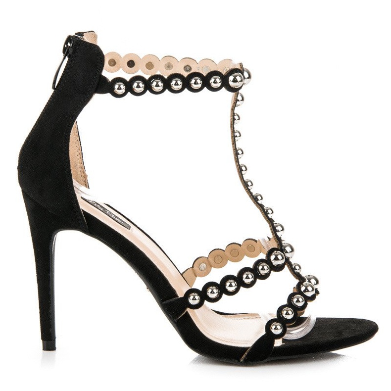 Sandale negre din piele intoarsa negru