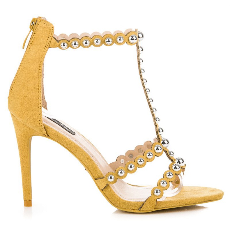 Sandale galbene din piele intoarsa