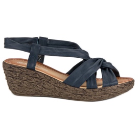 Sandale cu pană slip-on albastru