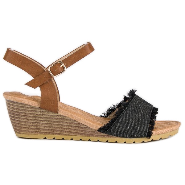 Sandale cu pană confortabile maro