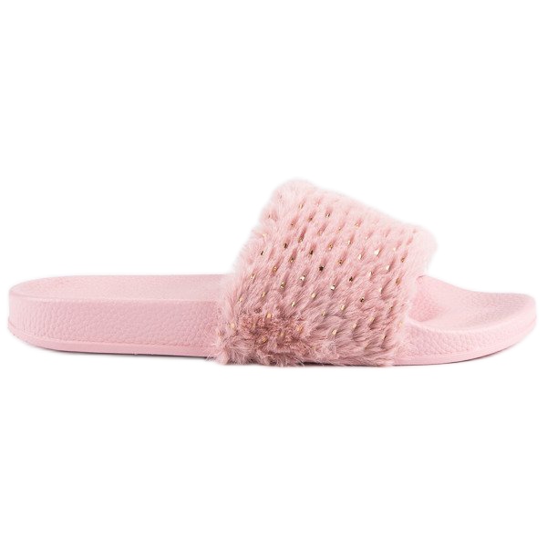 Erynn Șlapi roz cu blană