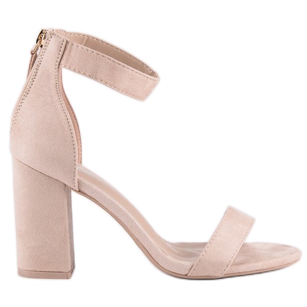 Sandale din piele intoarsa cu fermoar maro