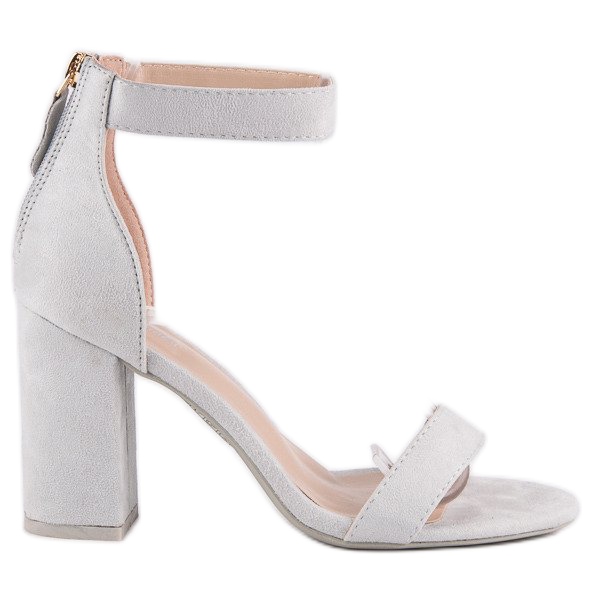 Sandale din piele intoarsa cu fermoar gri