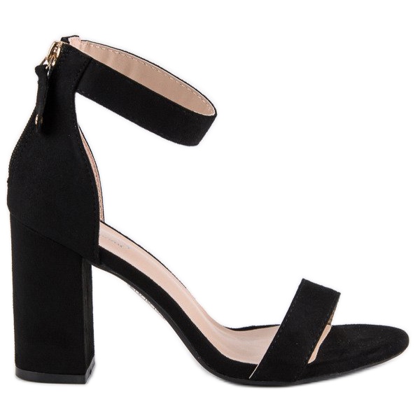 Sandale din piele intoarsa cu fermoar negru