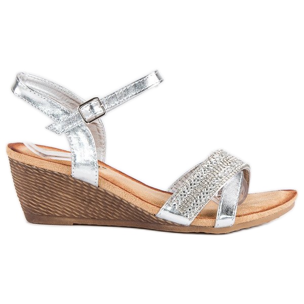 Fama Sandale cu ornamente gri