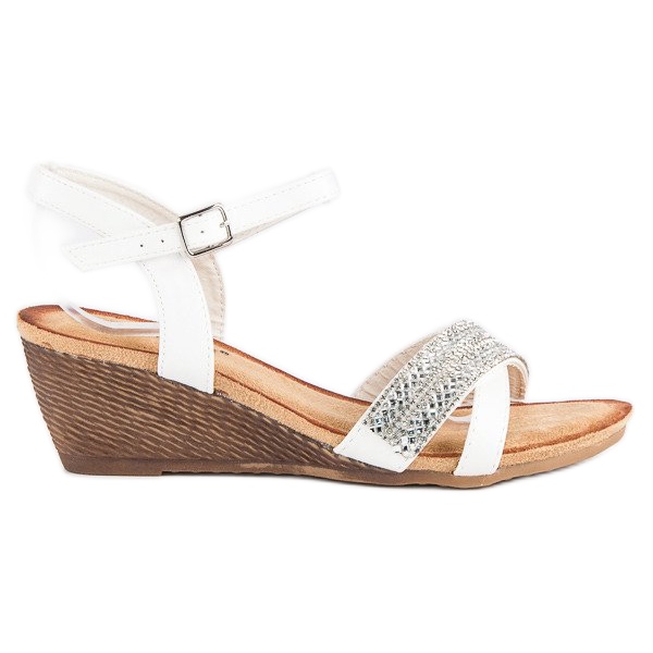 Fama Sandale cu ornamente alb