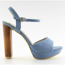 Sandale din denim pe un stâlp albastru 9833