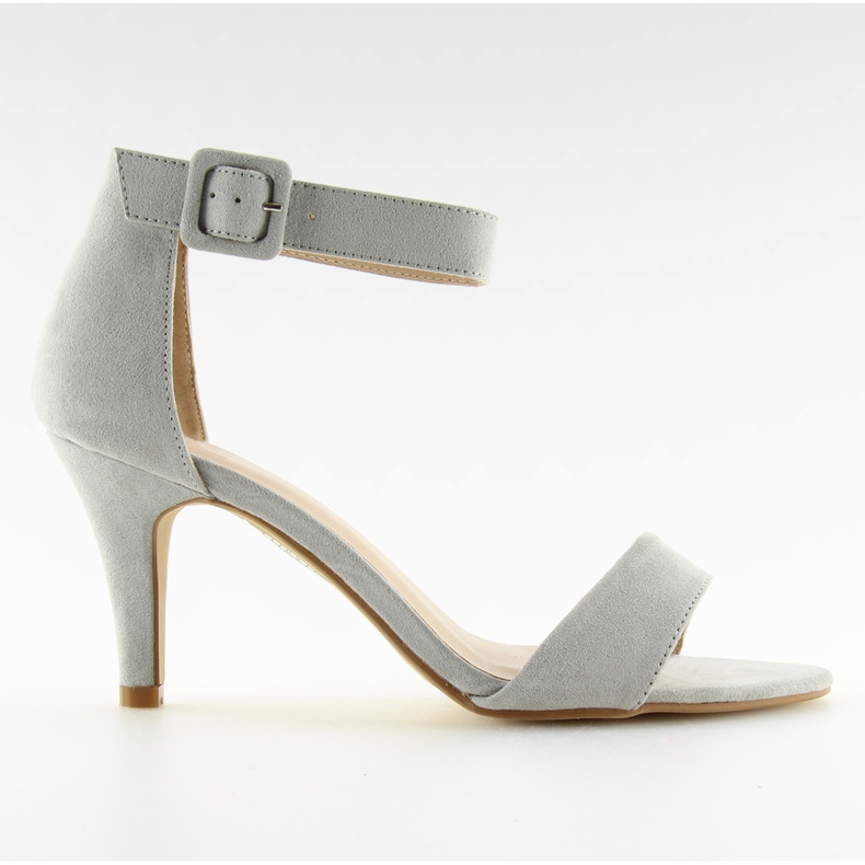 Sandale cu tocuri joase gri BL0763