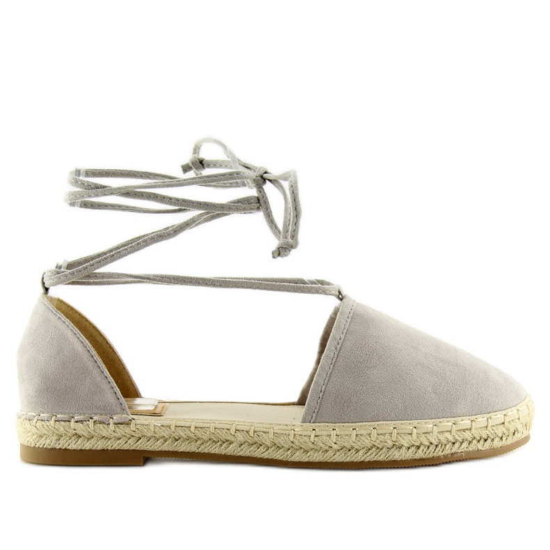 Espadrile gri cu glezna legată 431-PGREY Espadrile gri cu glezna legată 431-PGREY