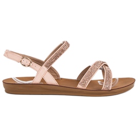 American Club Sandale cu ornamente americane roz